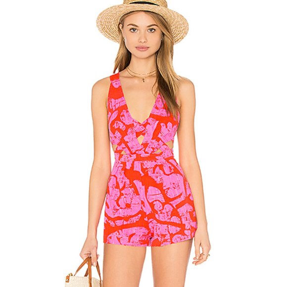Free People Pants - Free People Pink Combo La Vida Romper  NWT